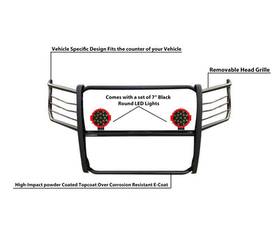 2015-2025 Ford F-150 Grille Guard Kit Modular Incl. pair of 7.0"Dia.  LED  Lights w/Red Trim Rings w/ Wiring Harness and Switch | Black Horse Off Road - Image 6