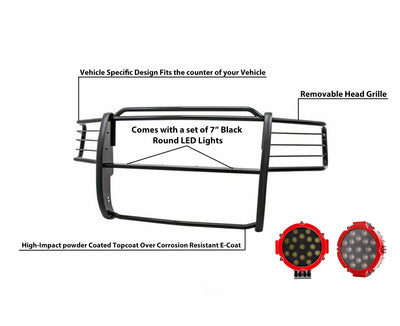2001-2012 Ford Ranger Grille Guard Kit Modular Incl. pair of 7.0"Dia.  LED  Lights w/Red Trim Rings w/ Wiring Harness and Switch | Black Horse Off Road - Image 4