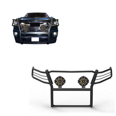 2015-2022 Canyon Grille Guard Kit Modular Incl. pair of 7.0"Dia.  LED  Lights w/ Black Trim Rings w/ Wiring Harness and Switch | Black Horse Off Road - Image 1