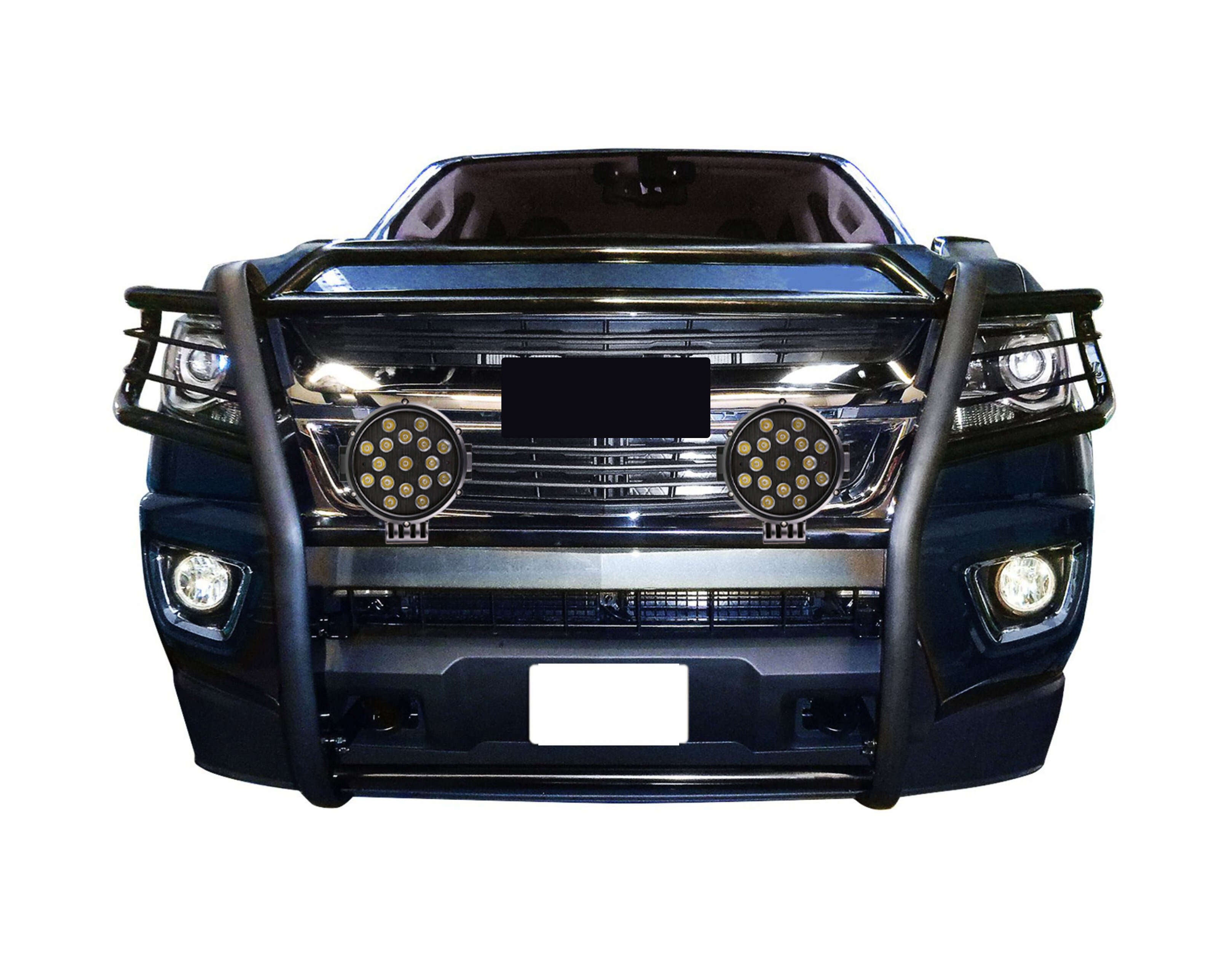 2015-2022 Canyon Grille Guard Kit Modular Incl. pair of 7.0"Dia.  LED  Lights w/ Black Trim Rings w/ Wiring Harness and Switch | Black Horse Off Road - Image 5