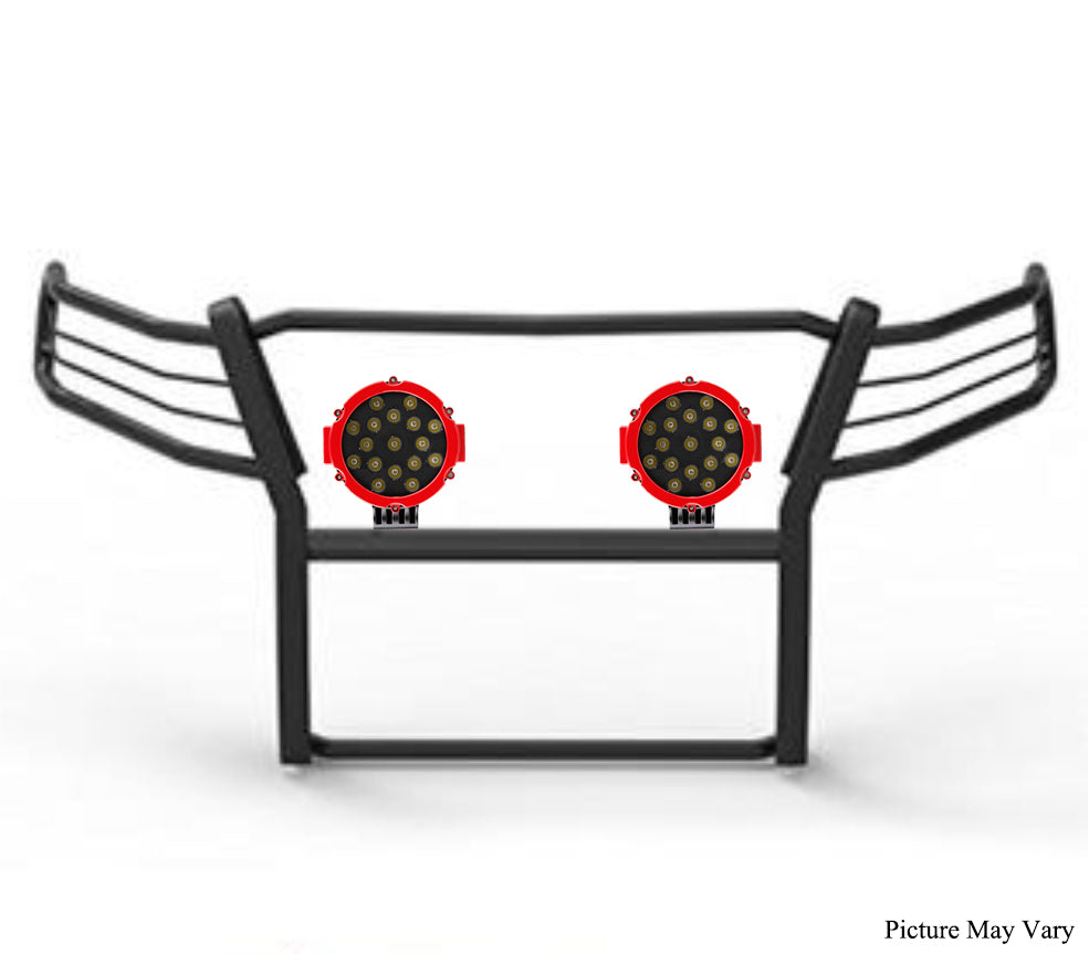 2015-2022 Canyon Grille Guard Kit Modular Incl. pair of 7.0"Dia.  LED  Lights w/Red Trim Rings w/ Wiring Harness and Switch | Black Horse Off Road - Image 4