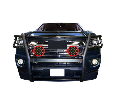 2015-2022 Canyon Grille Guard Kit Modular Incl. pair of 7.0"Dia.  LED  Lights w/Red Trim Rings w/ Wiring Harness and Switch | Black Horse Off Road - Image 6