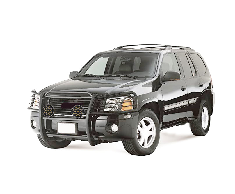 2002-2006 Gmc Envoy Grille Guard Kit Modular Incl. pair of 7.0"Dia.  LED  Lights w/ Black Trim Rings w/ Wiring Harness and Switch | Black Horse Off Road - Image 8