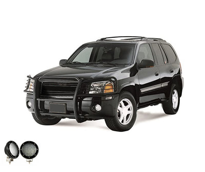 2002-2006 Gmc Envoy Grille Guard Kit Modular Pair  of 5.3" Dia. LED Flood Lights w/ Black Trim Rings Wiring Harness  and Switch | Black Horse Off Road - Image 7