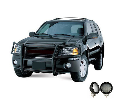 2002-2006 Gmc Envoy Grille Guard Kit Modular Pair  of 5.3" Dia. LED Flood Lights w/ Black Trim Rings Wiring Harness  and Switch | Black Horse Off Road - Image 8