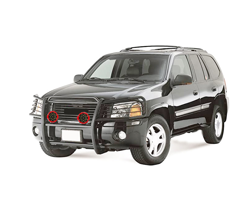 2002-2006 Gmc Envoy Grille Guard Kit Modular Incl. pair of 7.0"Dia.  LED  Lights w/Red Trim Rings w/ Wiring Harness and Switch | Black Horse Off Road - Image 8