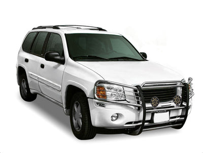 2002-2009 Gmc Envoy Grille Guard Kit Modular Incl. pair of 7.0"Dia.  LED  Lights w/ Black Trim Rings w/ Wiring Harness and Switch | Black Horse Off Road - Image 5