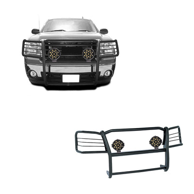 2007-2013 Gmc Sierra 1500 Grille Guard Kit Modular Incl. pair of 7.0"Dia.  LED  Lights w/ Black Trim Rings w/ Wiring Harness and Switch | Black Horse Off Road - Image 1