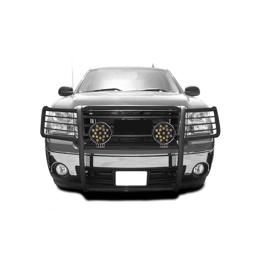2007-2013 Gmc Sierra 1500 Grille Guard Kit Modular Incl. pair of 7.0"Dia.  LED  Lights w/ Black Trim Rings w/ Wiring Harness and Switch | Black Horse Off Road - Image 4