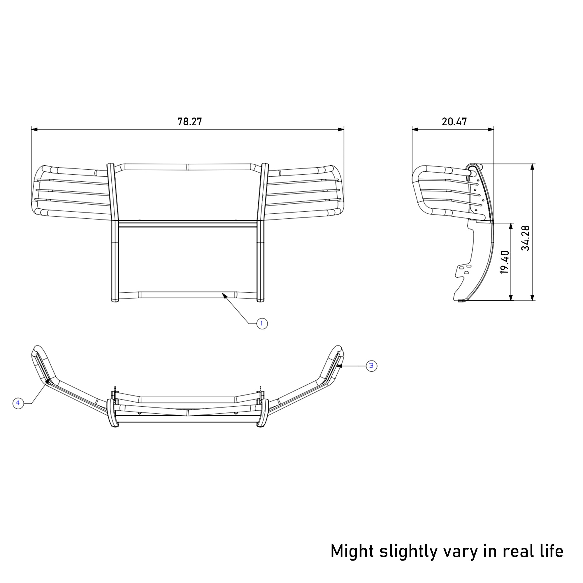 2007-2013 Gmc Sierra 1500 Grille Guard Kit Modular Pair  of 5.3" Dia. LED Flood Lights w/ Black Trim Rings Wiring Harness  and Switch | Black Horse Off Road - Image 4
