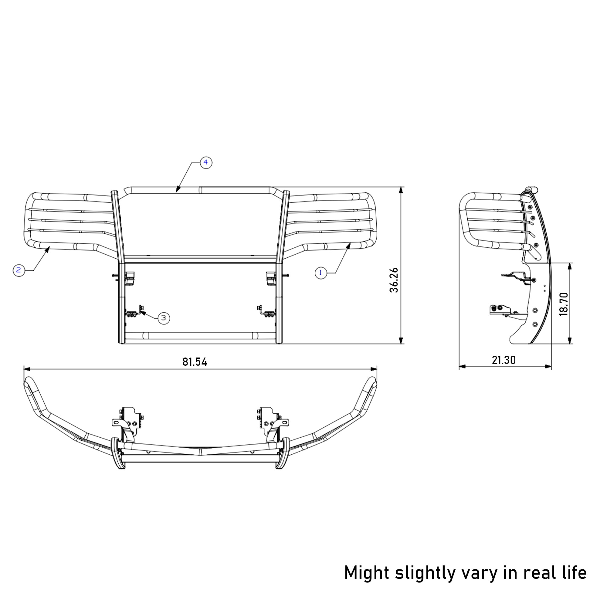 2014-2022 Gmc Sierra 1500 Grille Guard Kit Modular Pair  of 5.3" Dia. LED Flood Lights w/ Black Trim Rings Wiring Harness  and Switch | Black Horse Off Road - Image 3