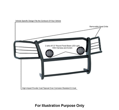 2014-2022 Gmc Sierra 1500 Grille Guard Kit Modular Pair  of 5.3" Dia. LED Flood Lights w/ Black Trim Rings Wiring Harness  and Switch | Black Horse Off Road - Image 4