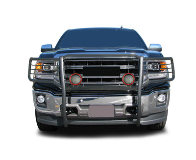 2014-2022 Gmc Sierra 1500 Grille Guard Kit Modular Pair  of 5.3" Dia. LED Flood Lights w/ Red Trim Rings Wiring Harness  and Switch | Black Horse Off Road - Image 8