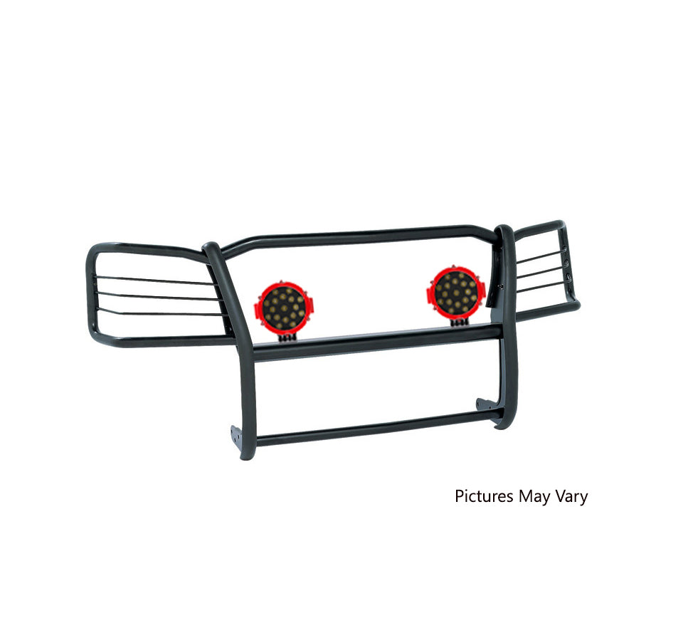 2014-2022 Gmc Sierra 1500 Grille Guard Kit Modular Incl. pair of 7.0"Dia.  LED  Lights w/Red Trim Rings w/ Wiring Harness and Switch | Black Horse Off Road - Image 4