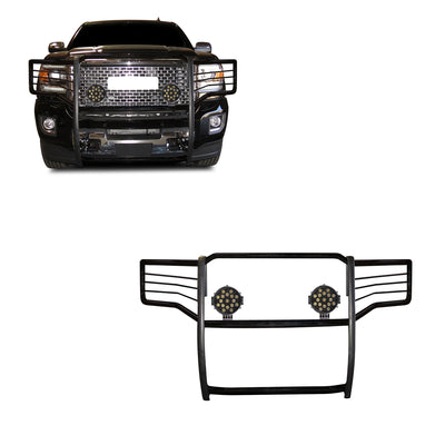 2015-2019 Gmc Sierra 2500 Hd Grille Guard Kit Modular Incl. pair of 7.0"Dia.  LED  Lights w/ Black Trim Rings w/ Wiring Harness and Switch | Black Horse Off Road - Image 1