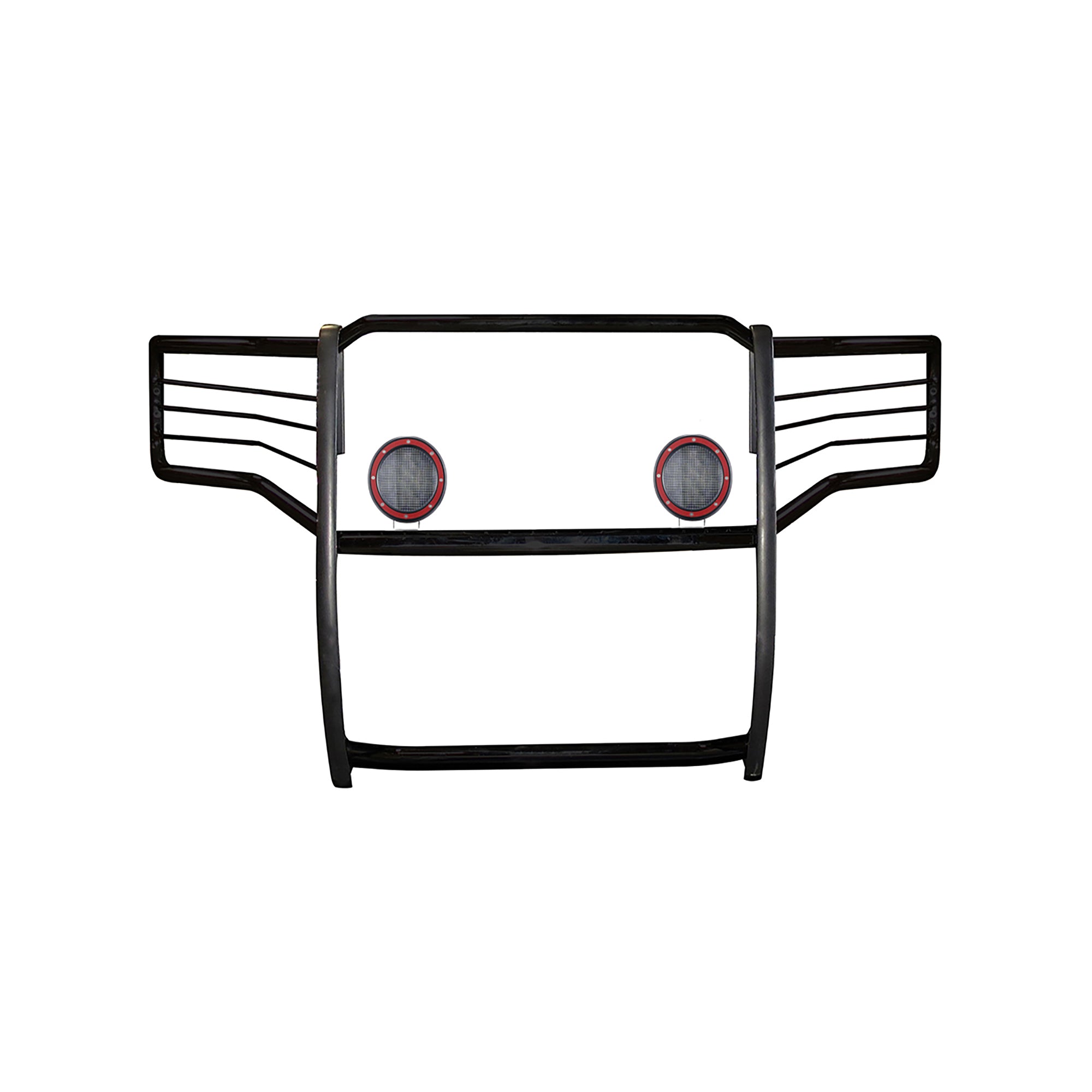 2015-2019 Gmc Sierra 2500 Hd Grille Guard Kit Modular Pair  of 5.3" Dia. LED Flood Lights w/ Red Trim Rings Wiring Harness  and Switch | Black Horse Off Road - Image 6