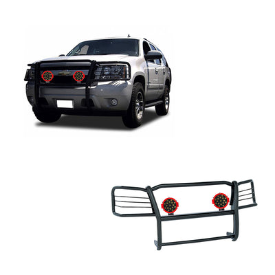 2015-2023 Chevrolet Suburban Grille Guard Kit Modular Incl. pair of 7.0"Dia.  LED  Lights w/Red Trim Rings w/ Wiring Harness and Switch | Black Horse Off Road - Image 1
