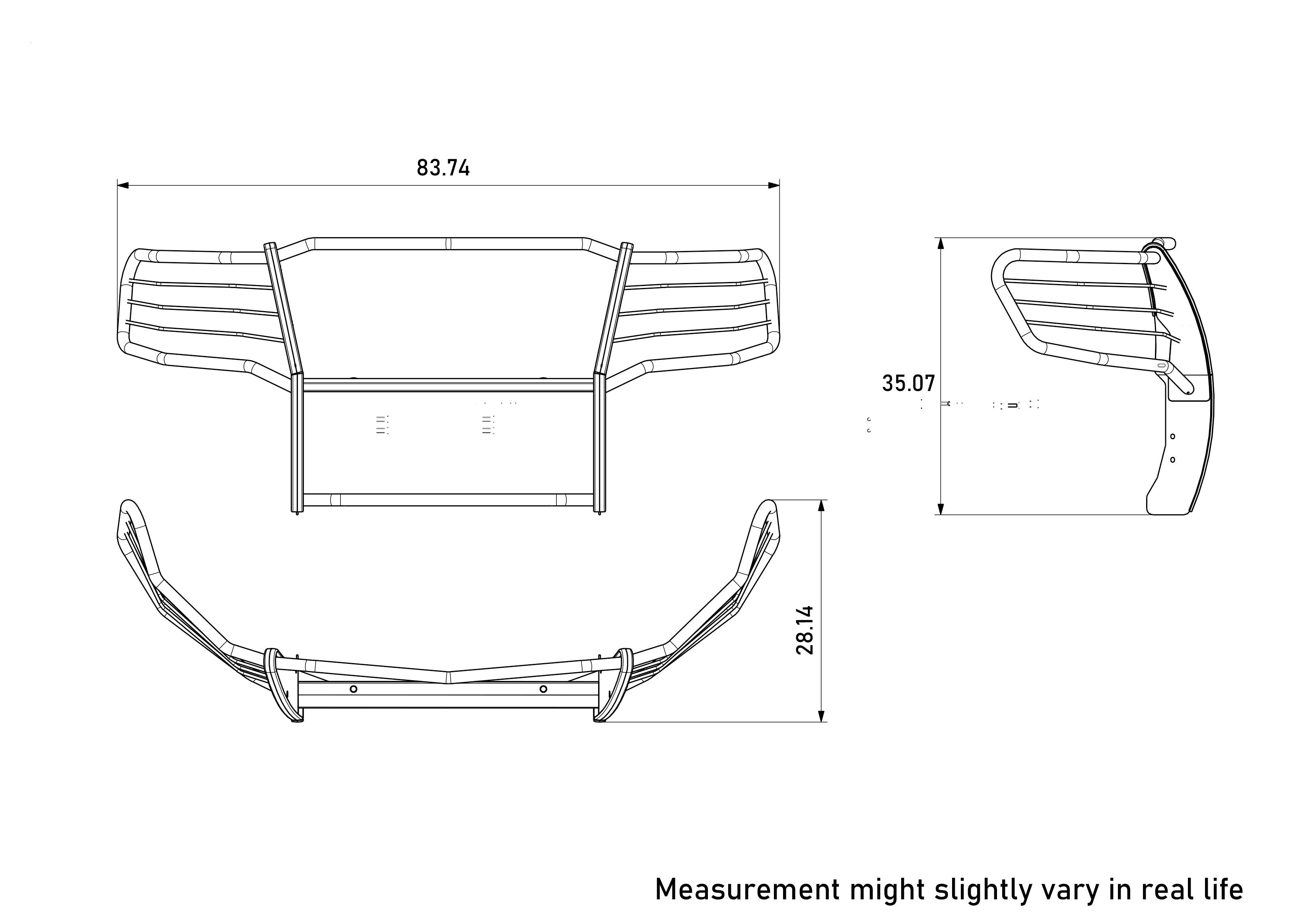 2015-2023 Chevrolet Suburban Grille Guard Kit Modular Incl. pair of 7.0"Dia.  LED  Lights w/Red Trim Rings w/ Wiring Harness and Switch | Black Horse Off Road - Image 3