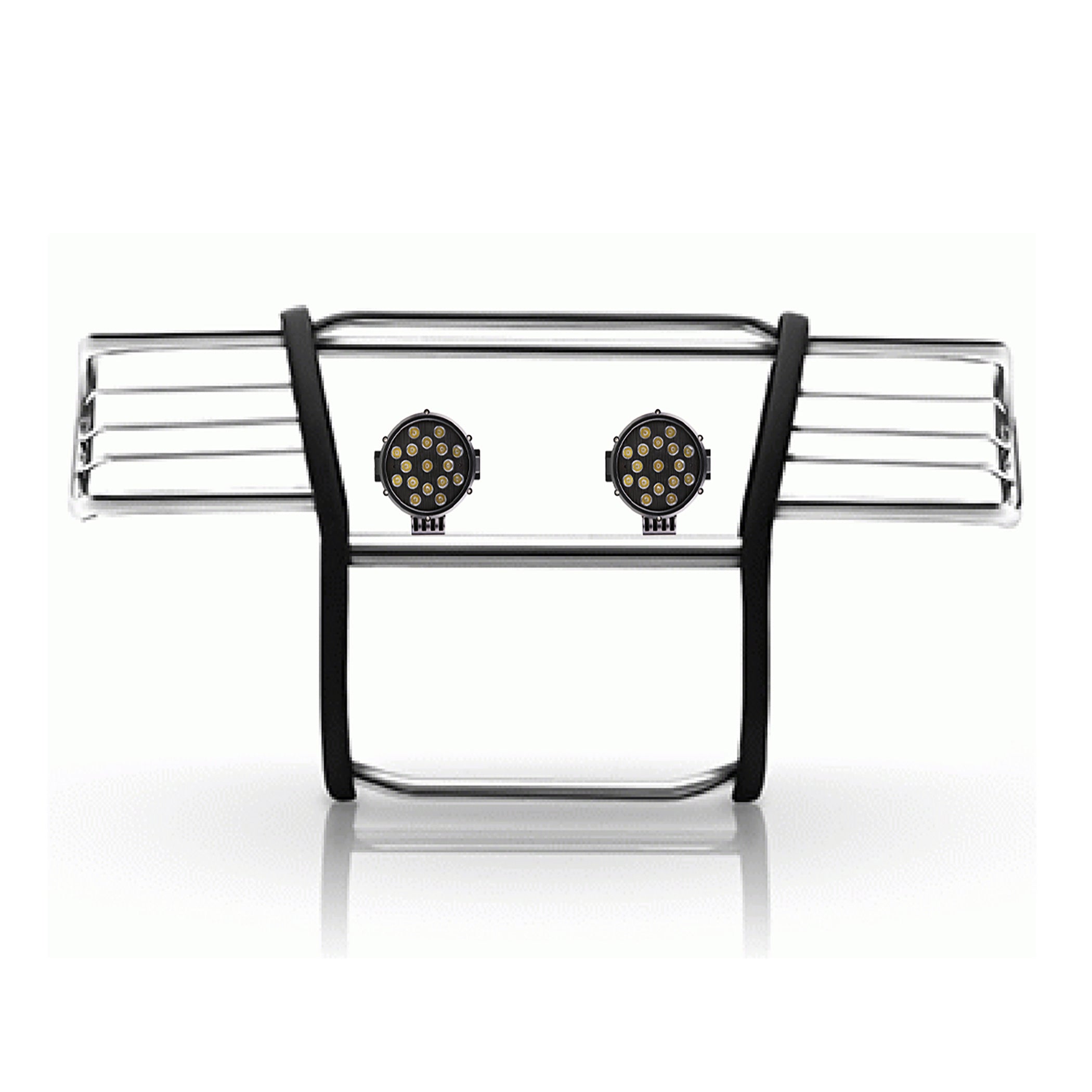 1999-2006 Silverado 1500 Grille Guard Kit Modular Incl. pair of 7.0"Dia.  LED  Lights w/ Black Trim Rings w/ Wiring Harness and Switch | Black Horse Off Road - Image 1