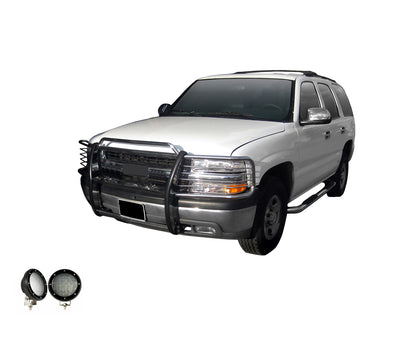 1999-2006 Silverado 1500 Grille Guard Kit Modular Pair  of 5.3" Dia. LED Flood Lights w/ Black Trim Rings Wiring Harness  and Switch | Black Horse Off Road - Image 5