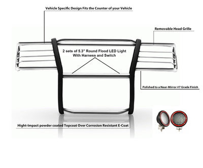 1999-2006 Silverado 1500 Grille Guard Kit Modular Pair  of 5.3" Dia. LED Flood Lights w/ Red Trim Rings Wiring Harness  and Switch | Black Horse Off Road - Image 2