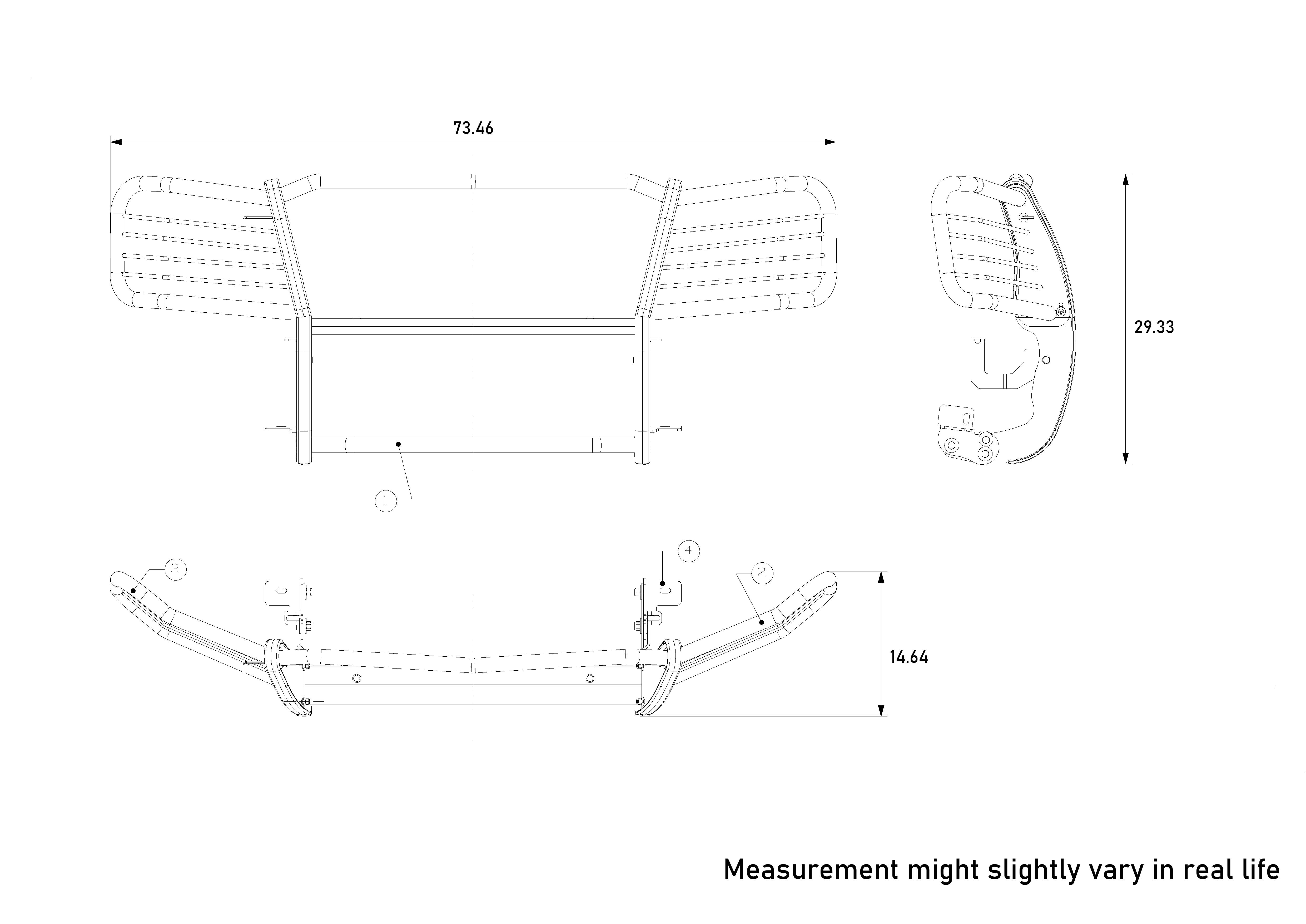 2003-2007 Chevrolet Avalanche 1500 Grille Guard Kit Modular Incl. pair of 7.0"Dia.  LED  Lights w/ Black Trim Rings w/ Wiring Harness and Switch | Black Horse Off Road - Image 3