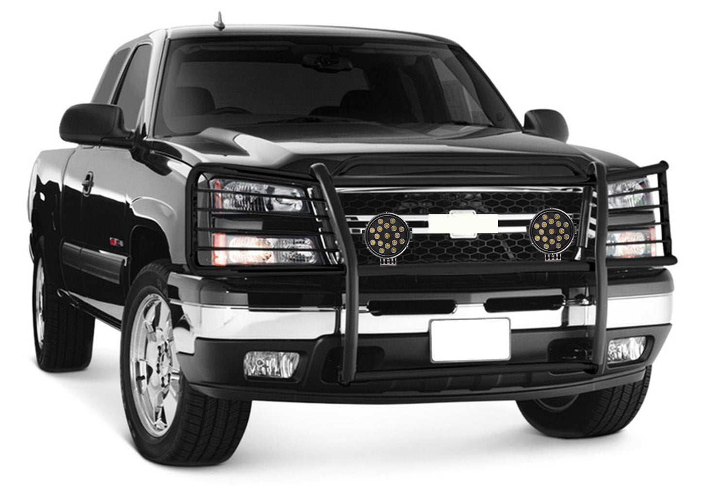 2003-2007 Chevrolet Avalanche 1500 Grille Guard Kit Modular Incl. pair of 7.0"Dia.  LED  Lights w/ Black Trim Rings w/ Wiring Harness and Switch | Black Horse Off Road - Image 5