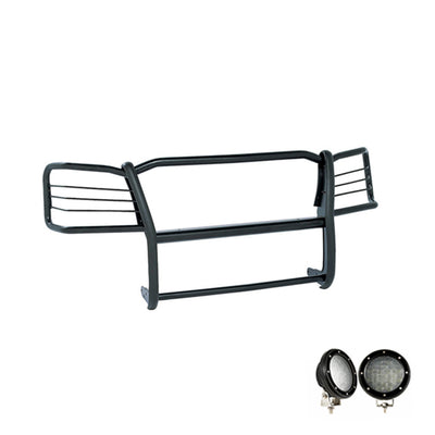 2003-2007 Chevrolet Avalanche 1500 Grille Guard Kit Modular Pair  of 5.3" Dia. LED Flood Lights w/ Black Trim Rings Wiring Harness  and Switch | Black Horse Off Road - Image 7