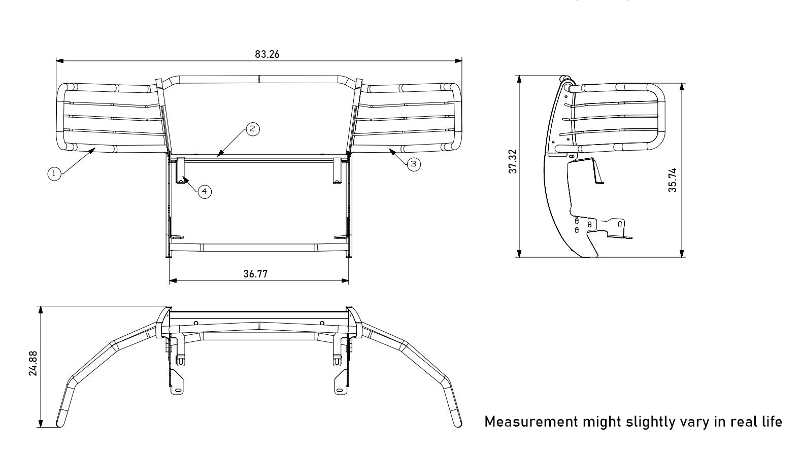 2011-2014 Chevrolet Silverado 2500 Hd Grille Guard Kit Modular Incl. pair of 7.0"Dia.  LED  Lights w/ Black Trim Rings w/ Wiring Harness and Switch | Black Horse Off Road - Image 10