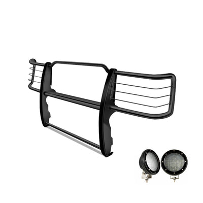 2011-2014 Chevrolet Silverado 2500 Hd Grille Guard Kit Modular Pair  of 5.3" Dia. LED Flood Lights w/ Black Trim Rings Wiring Harness  and Switch | Black Horse Off Road - Image 6