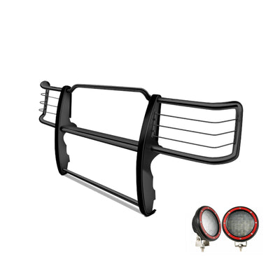 2011-2014 Chevrolet Silverado 2500 Hd Grille Guard Kit Modular Pair  of 5.3" Dia. LED Flood Lights w/ Red Trim Rings Wiring Harness  and Switch | Black Horse Off Road - Image 7