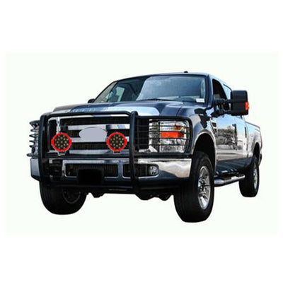 2011-2014 Chevrolet Silverado 2500 Hd Grille Guard Kit Modular Incl. pair of 7.0"Dia.  LED  Lights w/Red Trim Rings w/ Wiring Harness and Switch | Black Horse Off Road - Image 3