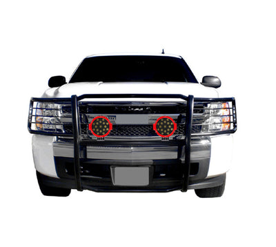 2014-2019 Chevrolet Silverado 1500 Grille Guard Kit Modular Incl. pair of 7.0"Dia.  LED  Lights w/Red Trim Rings w/ Wiring Harness and Switch | Black Horse Off Road - Image 3