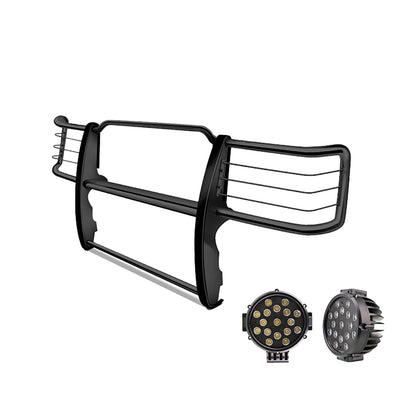 2015-2019 Chevrolet Silverado 2500 Hd Grille Guard Kit Modular Incl. pair of 7.0"Dia.  LED  Lights w/ Black Trim Rings w/ Wiring Harness and Switch | Black Horse Off Road - Image 1