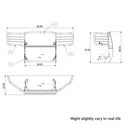 2015-2019 Chevrolet Silverado 2500 Hd Grille Guard Kit Modular Incl. pair of 7.0"Dia.  LED  Lights w/Red Trim Rings w/ Wiring Harness and Switch | Black Horse Off Road - Image 7
