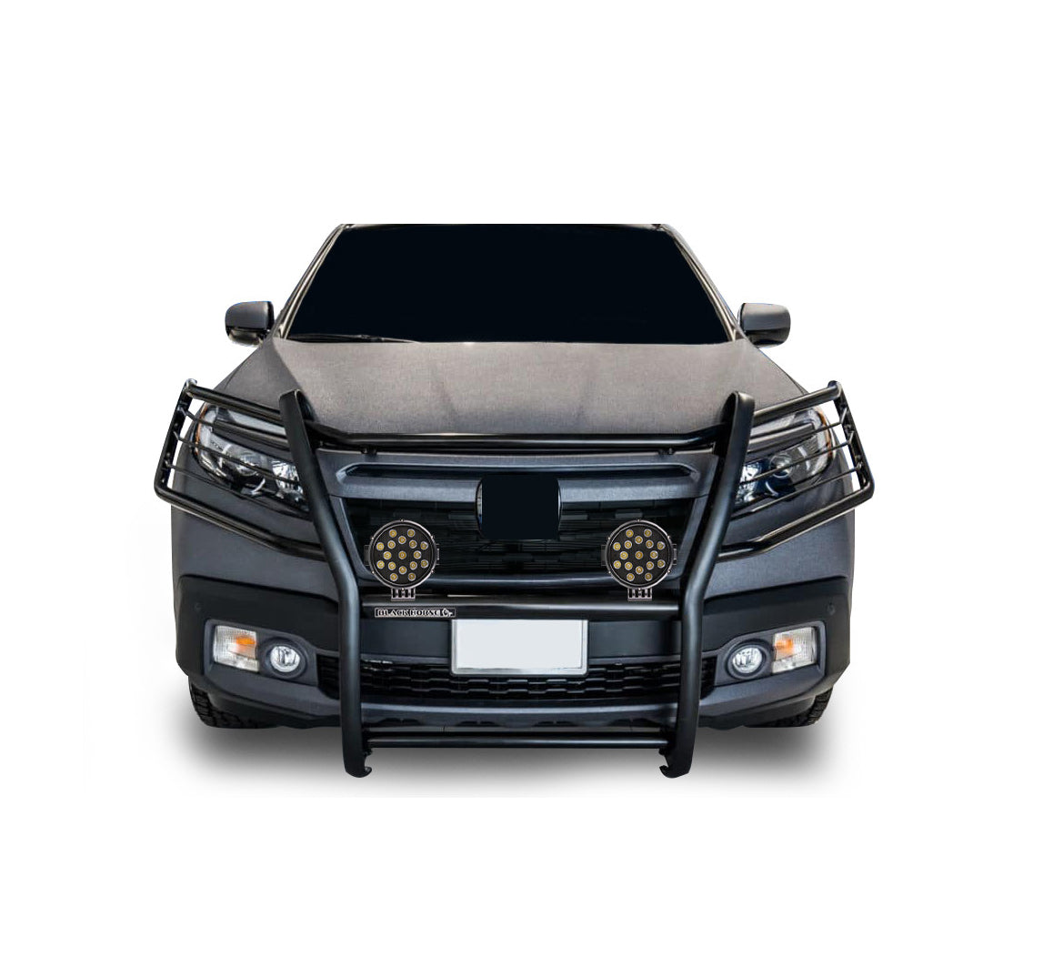 2016-2019 Honda Ridgeline Grille Guard Kit Modular Incl. pair of 7.0"Dia.  LED  Lights w/ Black Trim Rings w/ Wiring Harness and Switch | Black Horse Off Road - Image 3