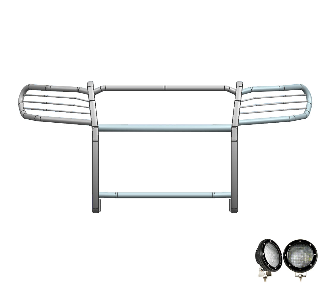 2021-2026 Jeep Grand Cherokee Grille Guard Kit Modular Pair  of 5.3" Dia. LED Flood Lights w/ Black Trim Rings Wiring Harness  and Switch | Black Horse Off Road - Image 7
