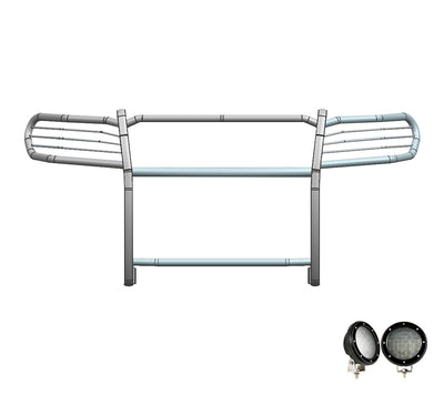 2021-2026 Jeep Grand Cherokee Grille Guard Kit Modular Pair  of 5.3" Dia. LED Flood Lights w/ Black Trim Rings Wiring Harness  and Switch | Black Horse Off Road - Image 7