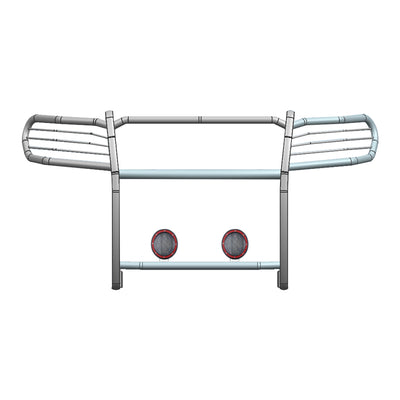 2021-2026 Jeep Grand Cherokee Grille Guard Kit Modular Pair  of 5.3" Dia. LED Flood Lights w/ Red Trim Rings Wiring Harness  and Switch | Black Horse Off Road - Image 1