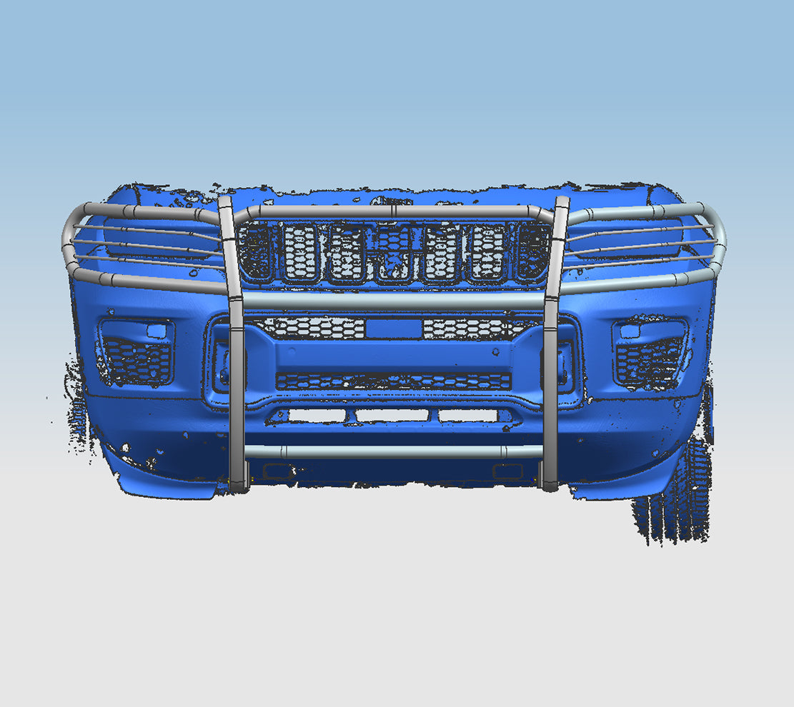 2021-2026 Jeep Grand Cherokee Grille Guard Kit Modular Pair  of 5.3" Dia. LED Flood Lights w/ Red Trim Rings Wiring Harness  and Switch | Black Horse Off Road - Image 2