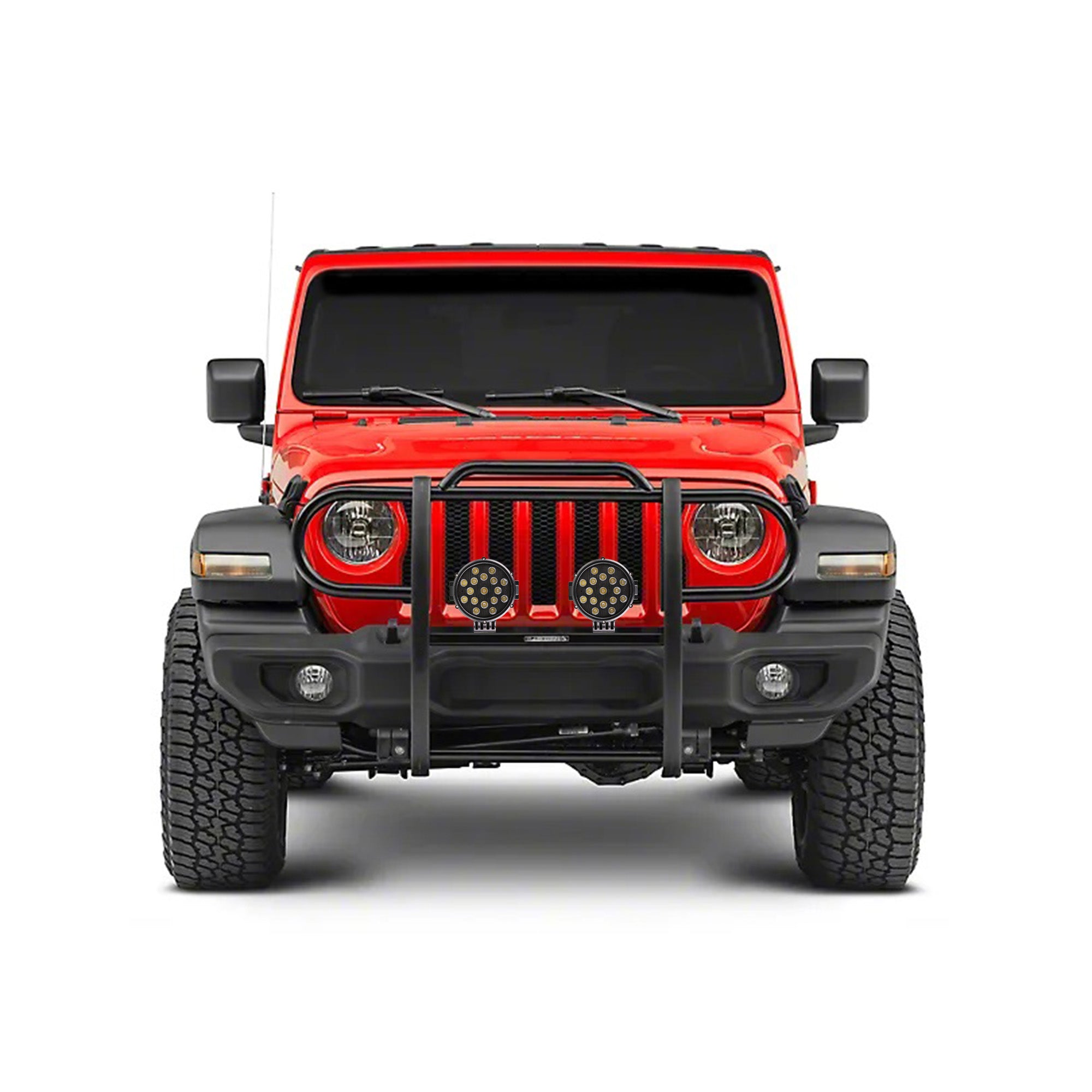 2018-2025 Jeep Gladiator Grille Guard Kit Modular Incl. pair of 7.0"Dia.  LED  Lights w/ Black Trim Rings w/ Wiring Harness and Switch | Black Horse Off Road - Image 3