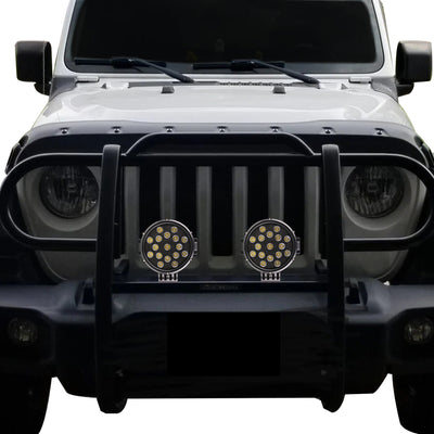 2018-2025 Jeep Gladiator Grille Guard Kit Modular Incl. pair of 7.0"Dia.  LED  Lights w/ Black Trim Rings w/ Wiring Harness and Switch | Black Horse Off Road - Image 4