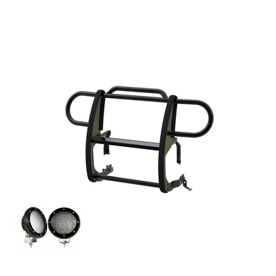 2018-2025 Jeep Gladiator Grille Guard Kit Modular Pair  of 5.3" Dia. LED Flood Lights w/ Black Trim Rings Wiring Harness  and Switch | Black Horse Off Road - Image 6