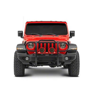 2018-2025 Jeep Gladiator Grille Guard Kit Modular Incl. pair of 7.0"Dia.  LED  Lights w/Red Trim Rings w/ Wiring Harness and Switch | Black Horse Off Road - Image 1