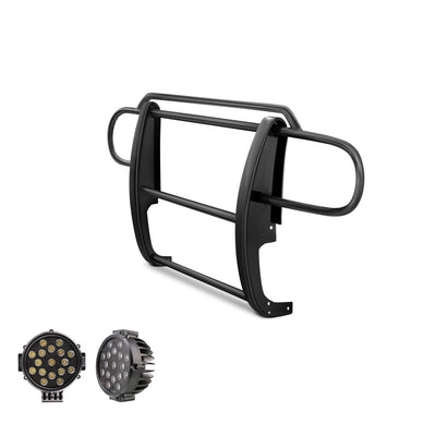 2007-2018 Jeep Wrangler Grille Guard Kit Modular Incl. pair of 7.0"Dia.  LED  Lights w/ Black Trim Rings w/ Wiring Harness and Switch | Black Horse Off Road - Image 1