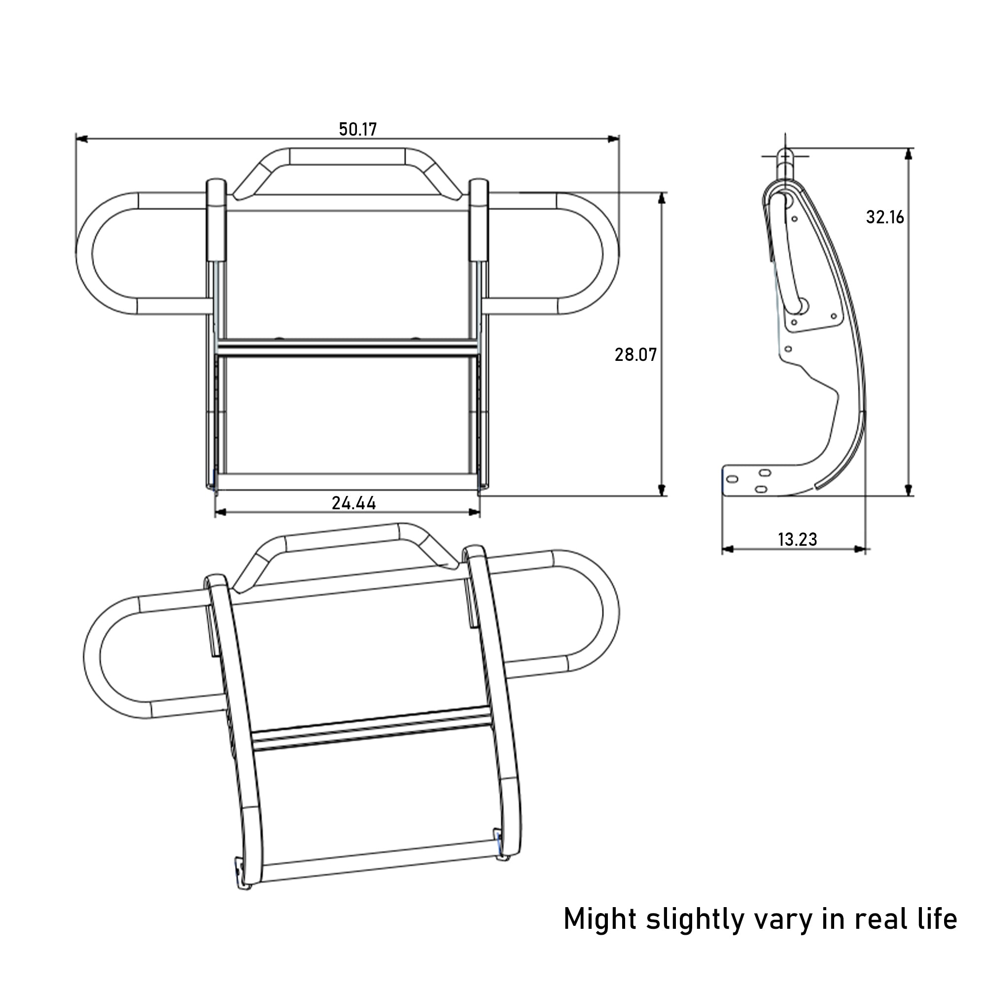 2007-2018 Jeep Wrangler Grille Guard Kit Modular Pair  of 5.3" Dia. LED Flood Lights w/ Black Trim Rings Wiring Harness  and Switch | Black Horse Off Road - Image 4