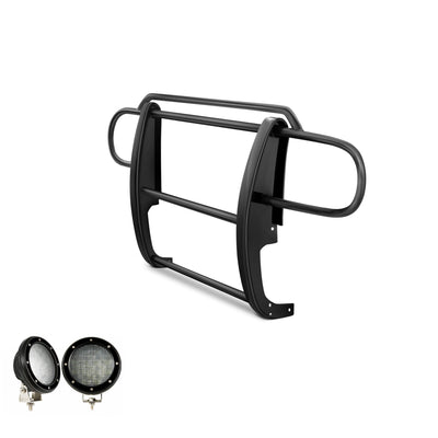 2007-2018 Jeep Wrangler Grille Guard Kit Modular Pair  of 5.3" Dia. LED Flood Lights w/ Black Trim Rings Wiring Harness  and Switch | Black Horse Off Road - Image 7