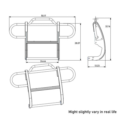2007-2018 Jeep Wrangler Grille Guard Kit Modular Pair  of 5.3" Dia. LED Flood Lights w/ Red Trim Rings Wiring Harness  and Switch | Black Horse Off Road - Image 4