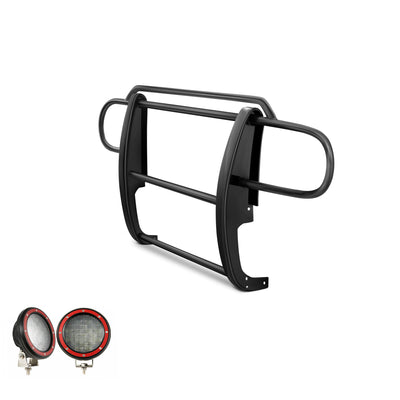 2007-2018 Jeep Wrangler Grille Guard Kit Modular Pair  of 5.3" Dia. LED Flood Lights w/ Red Trim Rings Wiring Harness  and Switch | Black Horse Off Road - Image 7