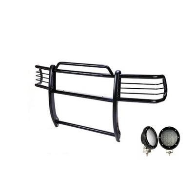 2002-2004 Nissan Frontier Grille Guard Kit Modular Pair  of 5.3" Dia. LED Flood Lights w/ Black Trim Rings Wiring Harness  and Switch | Black Horse Off Road - Image 8